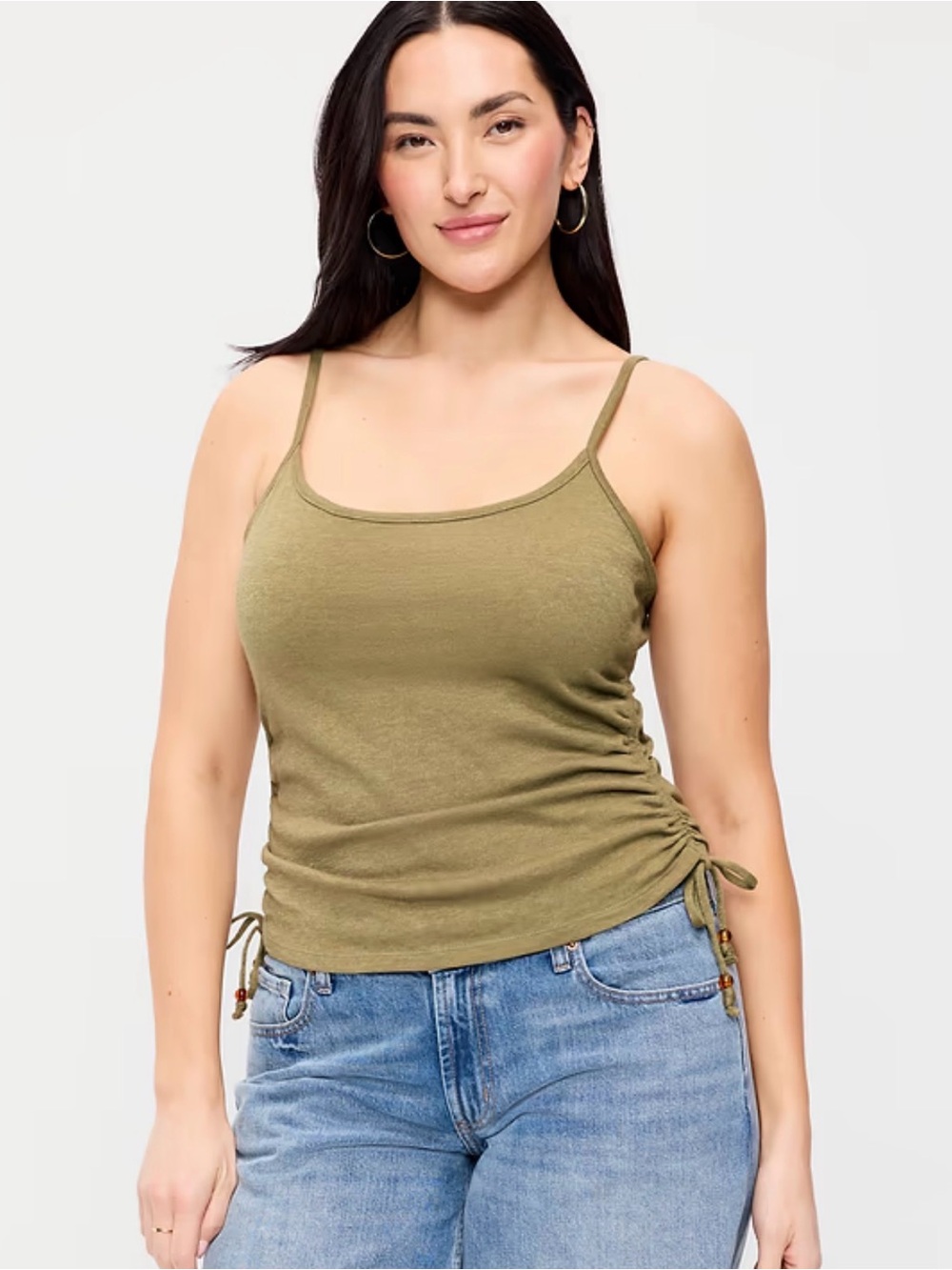 Old Navy Olive Green Side Tie Shirred Cami Tank Top Size 2X